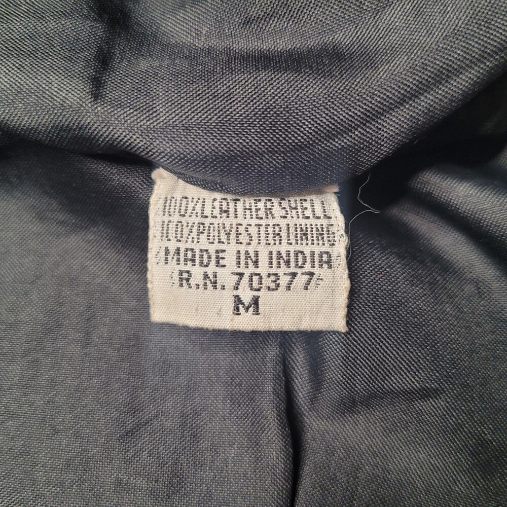 Vintage Black Leather Jacket Med Statement Rocker 80s Cropped Retro Edgy Biker - Picture 8 of 8
